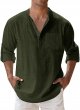 Male Summer Cotton Solid Casual Plus Size Loose Shirt Mens Turn Down Long Sleeve Shirt Loose Workout Shirts Men