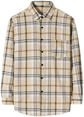 Men's Collar Checkered Long Sleeved Shirt Fashionable and Casual Long Sleeved Shirt Men Long Sleeved Shirts