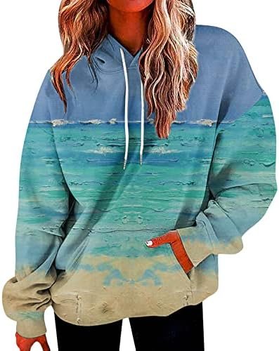 Womens Loose Sweatshirt Fashion Hooded Sweatshirt Long Sleeve Drawstring Sweatshirt With Pockets Sweatshirt Hood