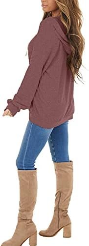 Women's Casual Lightweight Hoodies Long Sleeve White Drawstring Sweatshirts Loose Pullovers with Pocket