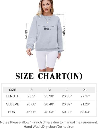 Women's Crew Neck Sweatshirt Oversized Pullover Casual Long Sleeve Loose Fit Top Shirt Fashion Fall Clothes