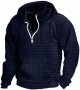 Men Stand Zipper Neck Checkered Hoodie With Pockets Long Sleeve Hoodie Europe And The United States Casual Little