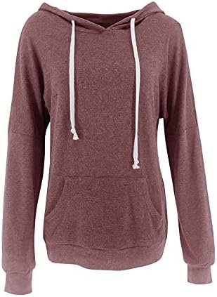 Women's Casual Lightweight Hoodies Long Sleeve White Drawstring Sweatshirts Loose Pullovers with Pocket