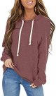 Women's Casual Lightweight Hoodies Long Sleeve White Drawstring Sweatshirts Loose Pullovers with Pocket