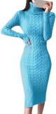 Womens Long Sleeve Turtleneck Sweater Dresses Knitted Bodycon Midi Jumper Dresses Tunic Sweater Dress with