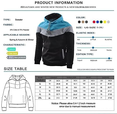 Men's Fashion Novelty Color Block Hoodies Long Sleeve Hooded Pullover Sweatshirts with Pockets