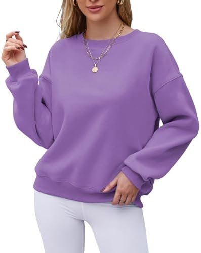 Women's Crew Neck Sweatshirt Oversized Pullover Casual Long Sleeve Loose Fit Top Shirt Fashion Fall Clothes