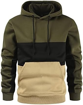 Men's Pullover Hoodie Sweatshrits Drawstring Hooded Color Block Hoody for Men with Kangaroo Pocket