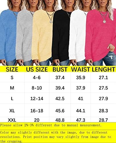 Womens Soft Sweatshirts Fall Sweaters Long Sleeve Tshirts Plain Color Casual Tunic Tops(S-2XL)