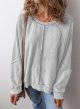 Womens Fashion Waffle Knit Sweatshirt Casual Long Sleeve Reverse Seam Pullover Sweatshirts