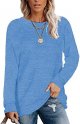 Womens Soft Sweatshirts Fall Sweaters Long Sleeve Tshirts Plain Color Casual Tunic Tops(S-2XL)