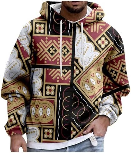Men African Wind Long Sleeve Prints Warm Hoodie Pullover Tops Sweat Outdoor Slipper