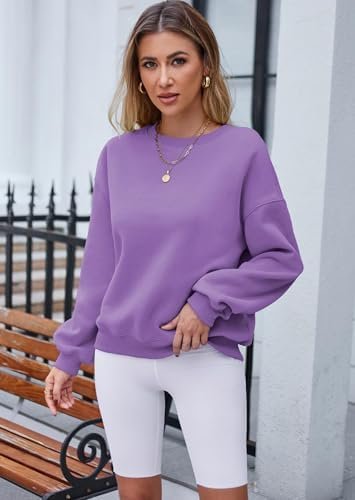 Women's Crew Neck Sweatshirt Oversized Pullover Casual Long Sleeve Loose Fit Top Shirt Fashion Fall Clothes