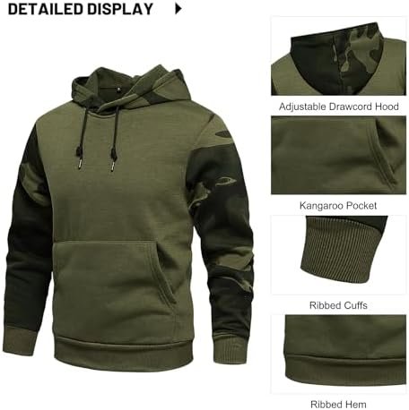 Mens Fashion Hoodies Pullover Drawstring Hooded Long Sleeve Sweatshirt with Pocket