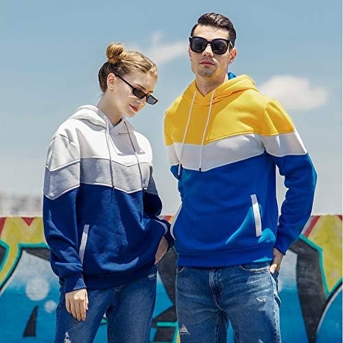 Men's Athletic Hoodies Color Block Hooded Sweatshirt