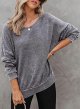 Womens Oversized Waffle Knit Sweatshirts Long Sleeve Side Slits Casual Pullover Sweatshirt Tops