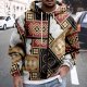 Men African Wind Long Sleeve Prints Warm Hoodie Pullover Tops Sweat Outdoor Slipper